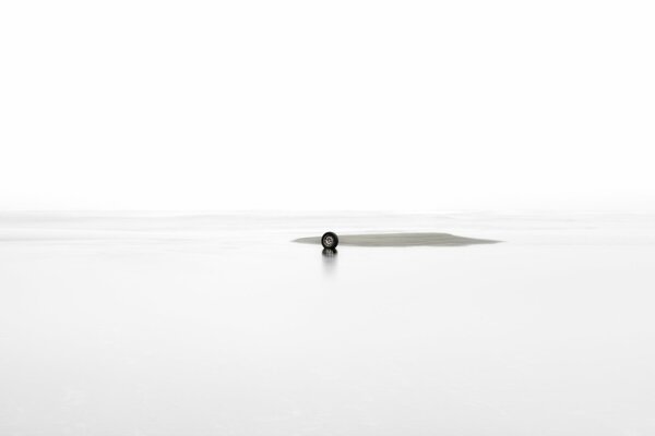 Plage de la mer avec une petite roue au milieu