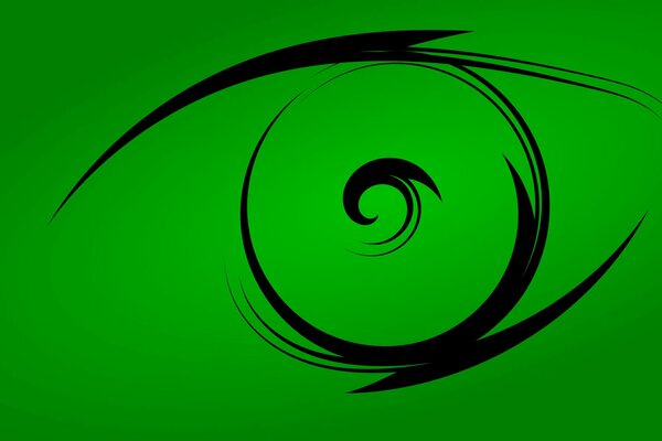 Oeil noir sur fond vert