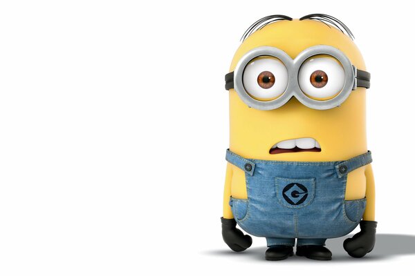 Surprised minion on a white background