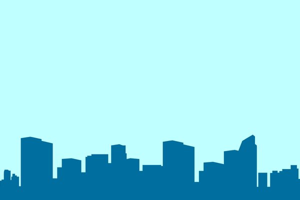 Силуэт домов города на голубом фоне