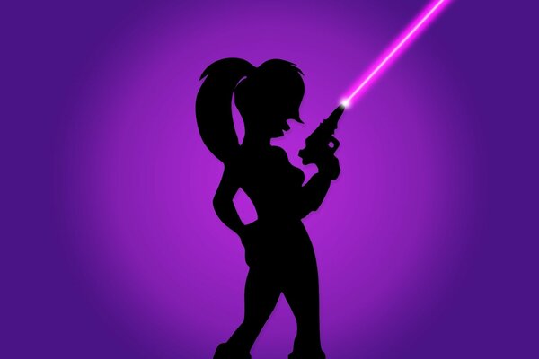 Silhouette of Lila with a gun