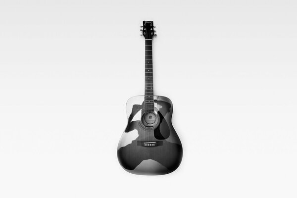 Guitare sur fond blanc Monochrome