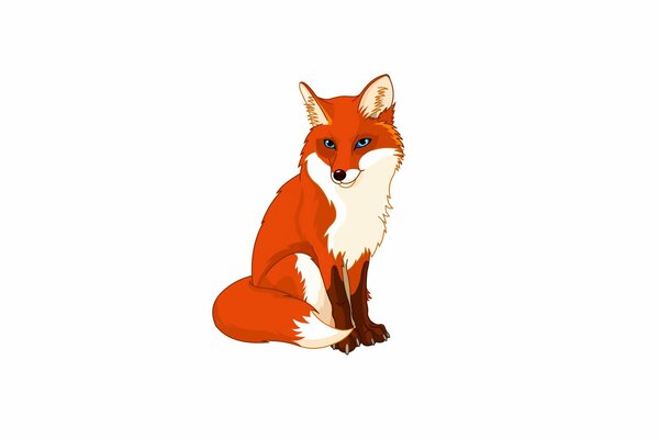 Clipart: roter Fuchs mit blauen Augen auf weißem Hintergrund