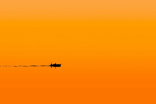 Orange mer bateau nuit