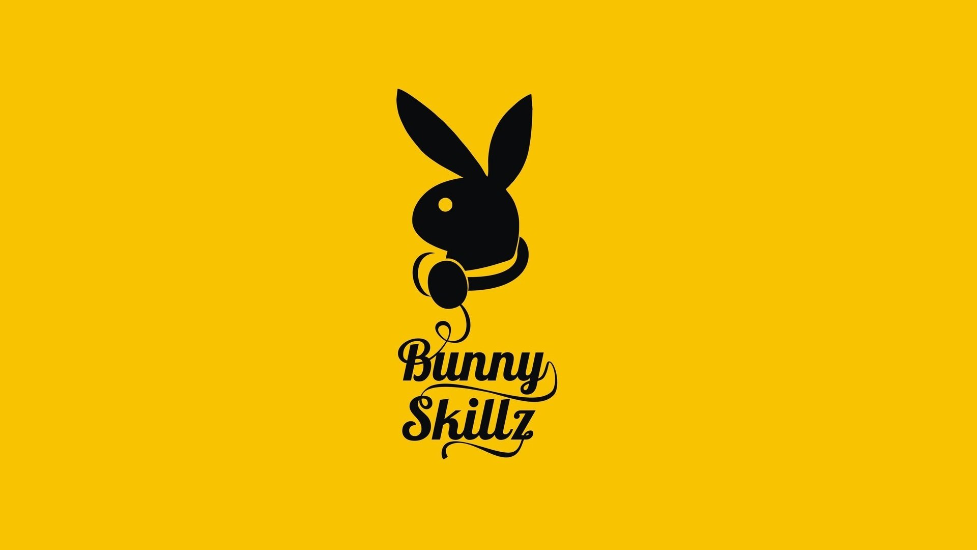 żółty minimalizm królik skillz napis logo