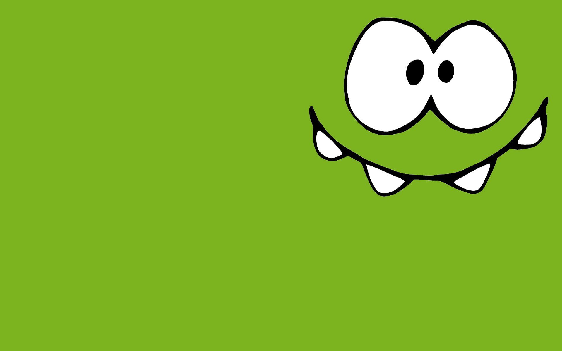 pequeño verde monstruo amante caramelo personaje om nom om nom universo kat ze roup cuerda cortada comido piruleta satisfecho minimalismo