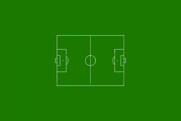 Imagen de un campo de fútbol sobre un fondo verde en el estilo de minimalismo