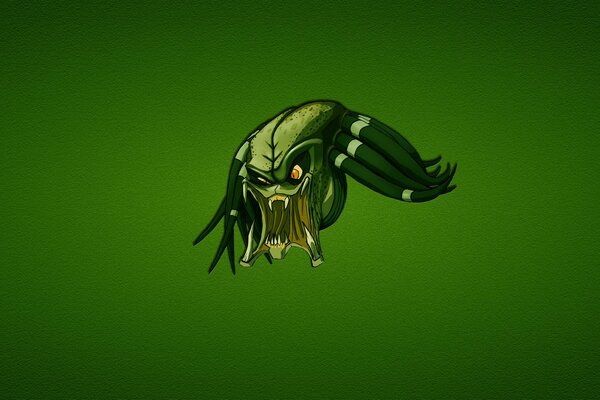 The predator has an evil green head minimalism