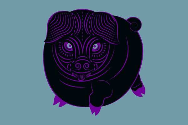 Zodiac Sign Black Pig