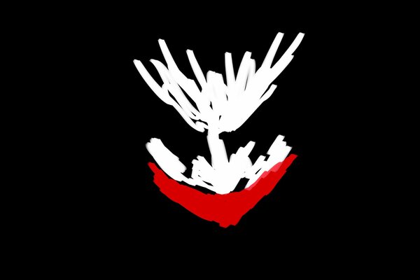 White and red smears on a black background are just smears