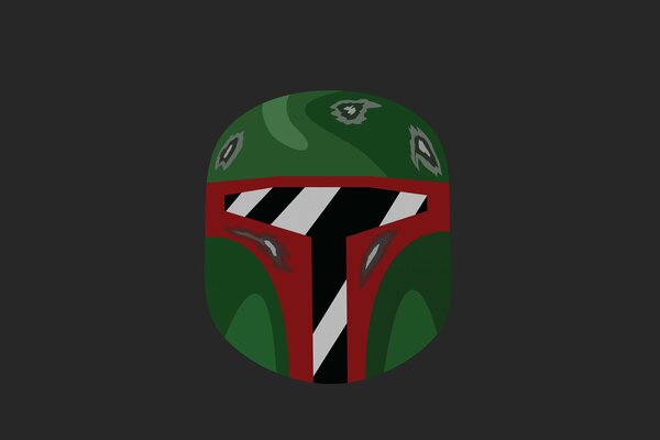 Green helmet with red white and black stripes