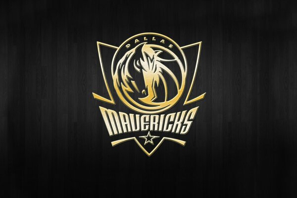 Эмблема баскетбольного клуба Даллас маверикс, нба в золотом исполнении