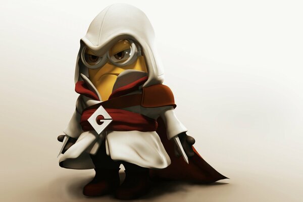 Minion in costume da assassino foto divertente nello stile di assassin s Creed