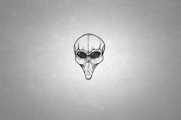 Alien, alien, black and white background