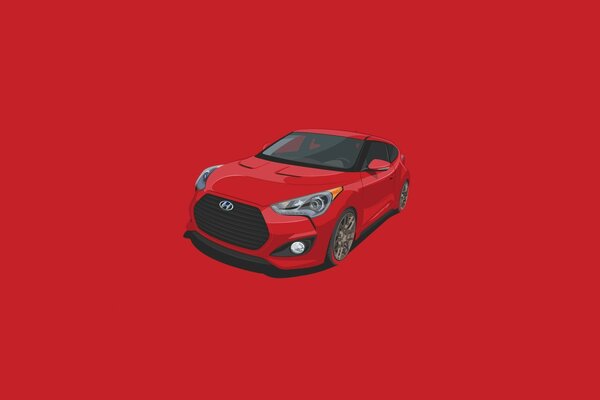 Red Hyundai on a red background