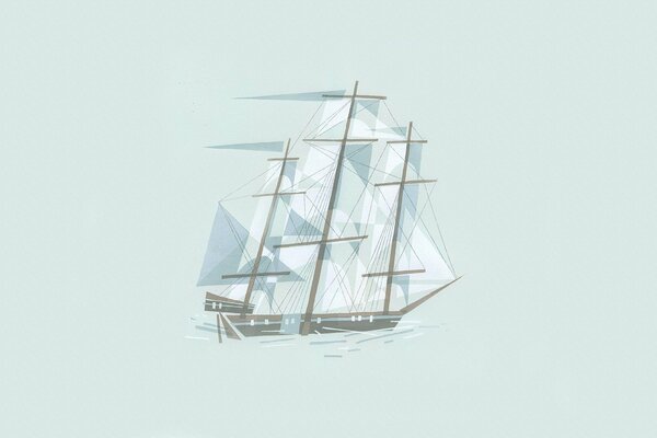 Minimalismo. ilustración de un barco en el cubismo