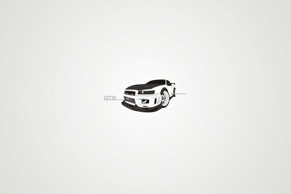 Art drawing of a nissan car on a white background
