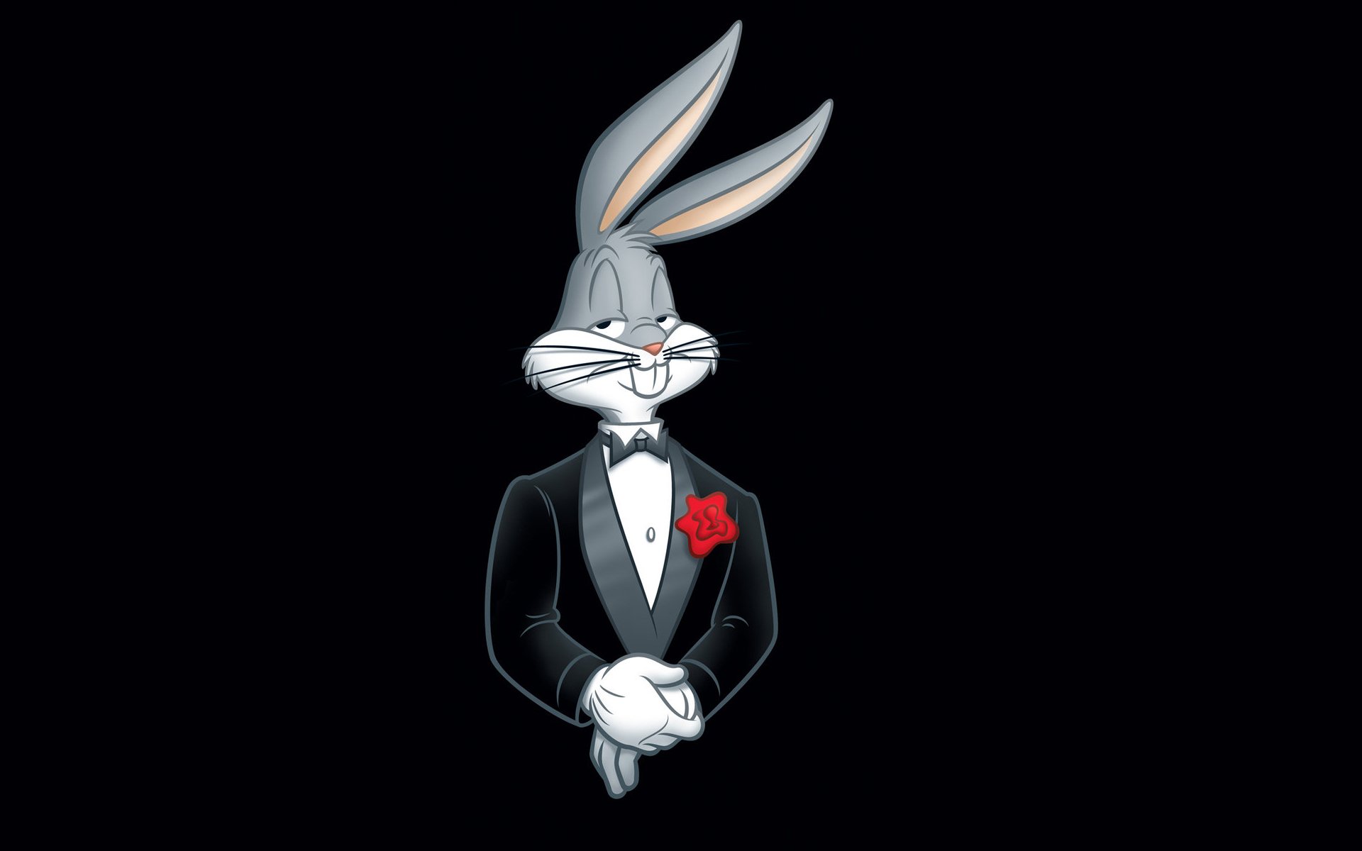 looney tunes zwariowane melodie looney tunes królik bugs królik smoking kwiat czarne tło minimalizm