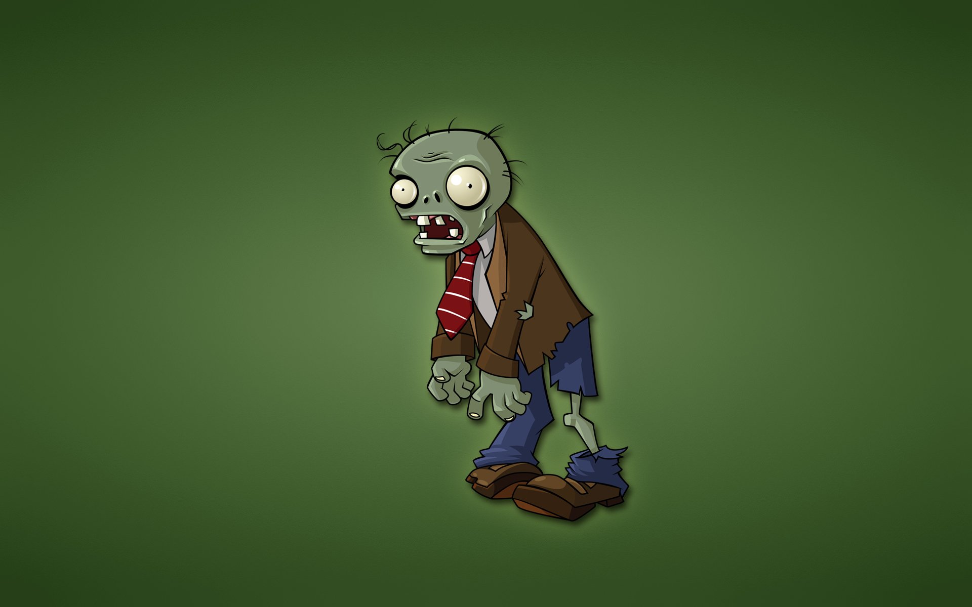 zombie plants vs. zombies zielone tło minimalizm czerwony krawat