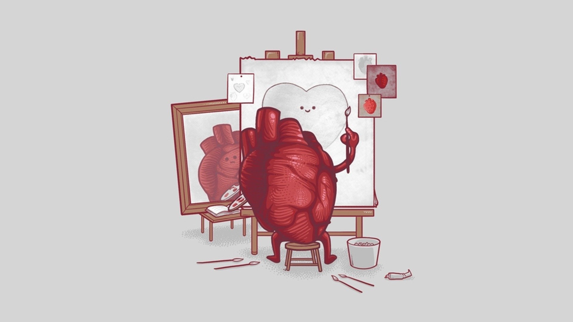 cuore tela pennello artista vernice