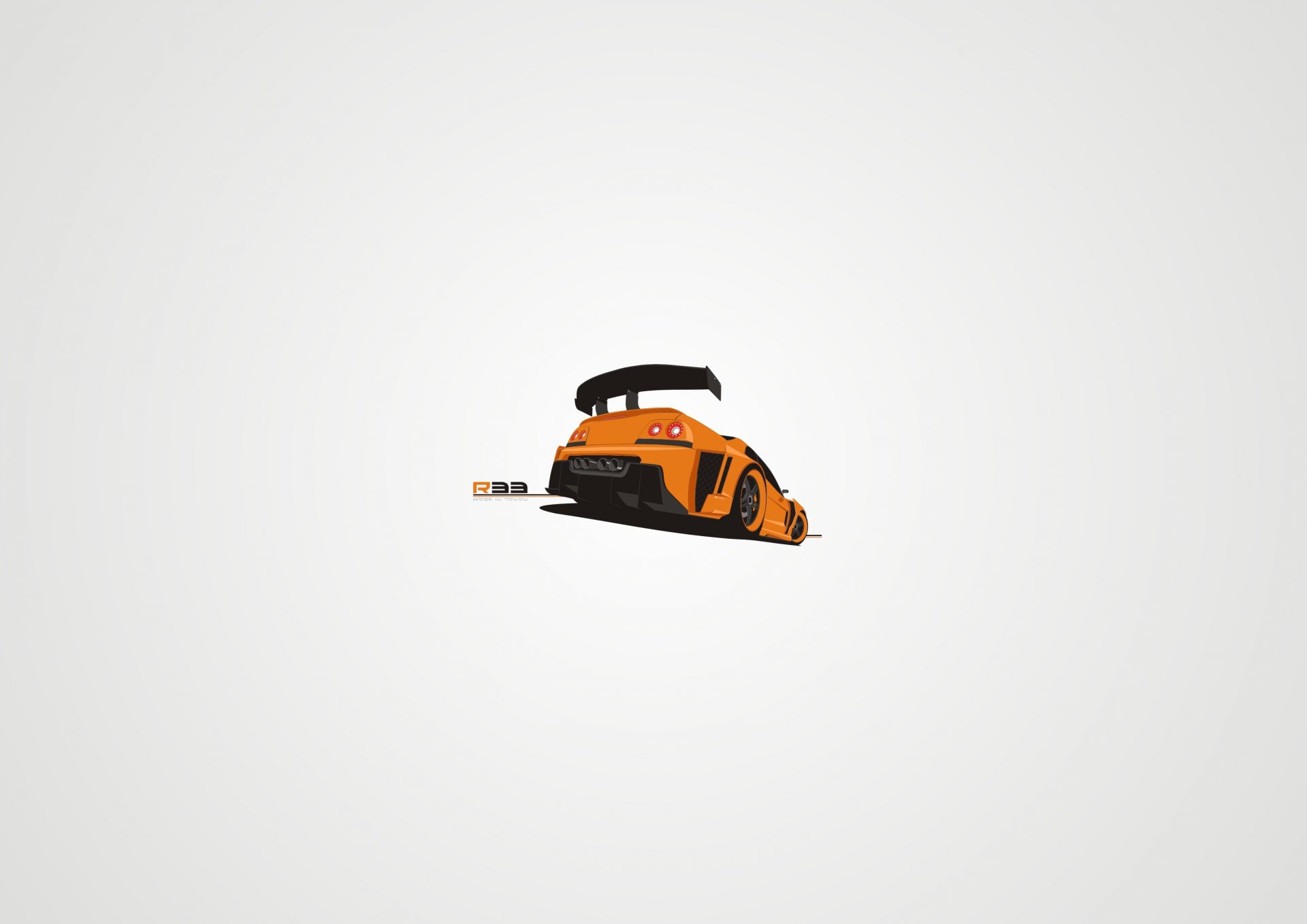 r33 sky line tuning vector art orange carbon