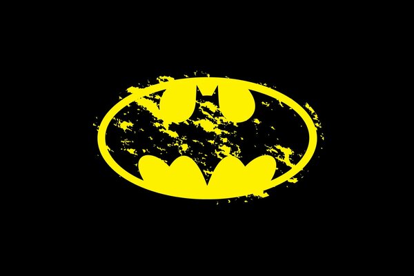 Gelbes Batman-Logo auf schwarzem Hintergrund