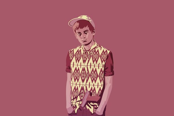 Joffrey baratheon avec une arme dans un style minimaliste