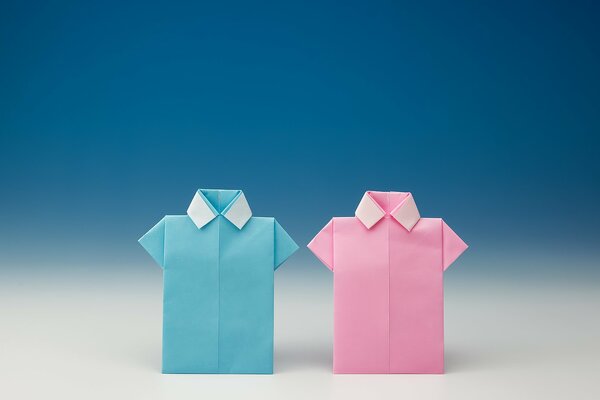 Immagine vettoriale, Camicia di carta, colore rosa e blu