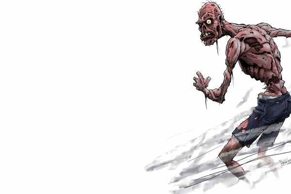 Disegno di zombie senza pelle su bianco