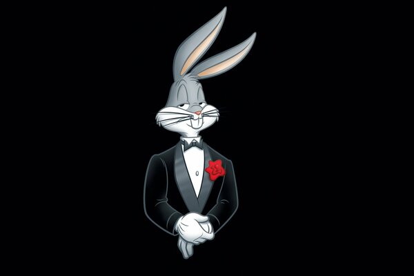 Bugs Bunny in a suit on a black background
