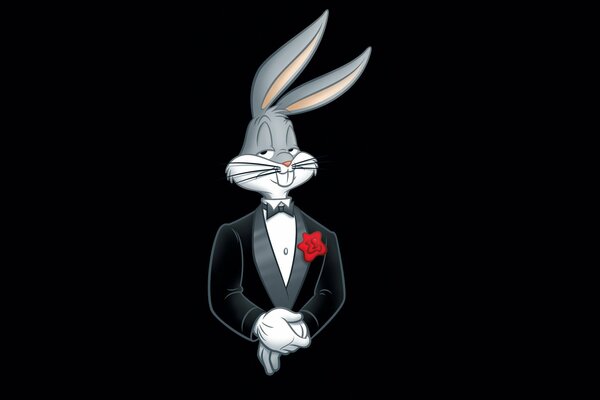 Bugs Bunny en costume sur fond noir