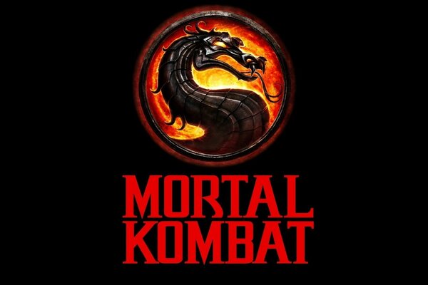 The mortal kombat logo . dragon on fire