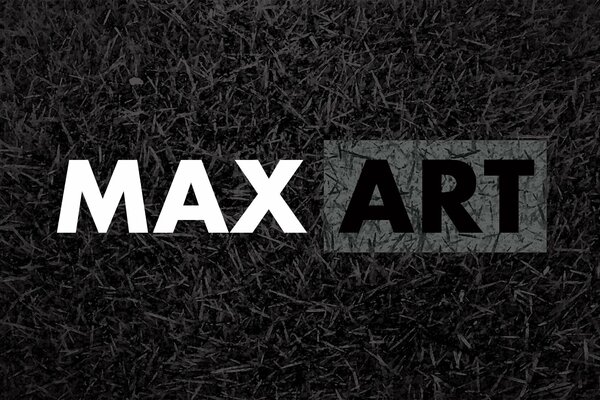 The Maxart logo on a textured black background