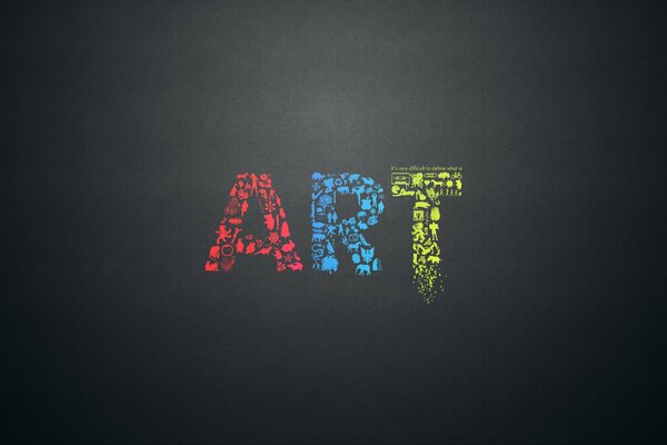 Искусство, темный фон, креативные буквы