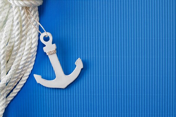 Anchor on a blue striped background