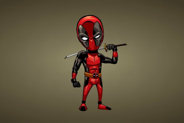 Deadpool holds a black sword