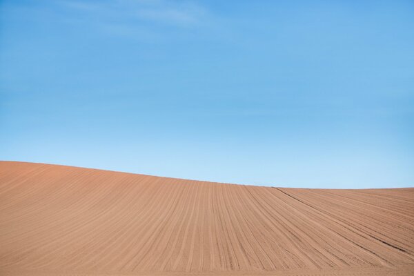 Der Horizont zwischen sauberem Himmel und sauberem Feld