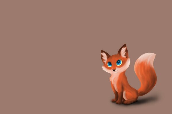 Cute fox cub in the corner of the screen