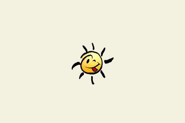 Funny sun on a beige background