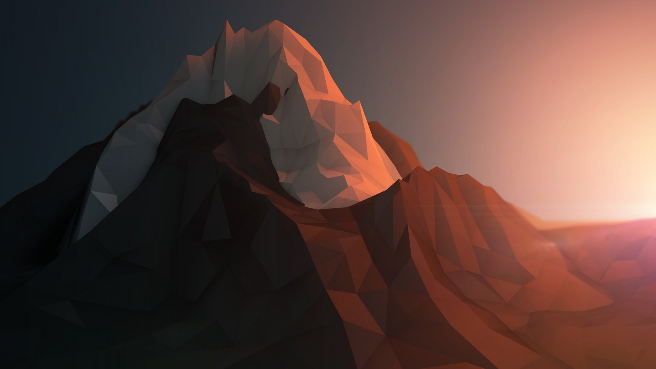 minimalism mountain rock next snow geometry rendering