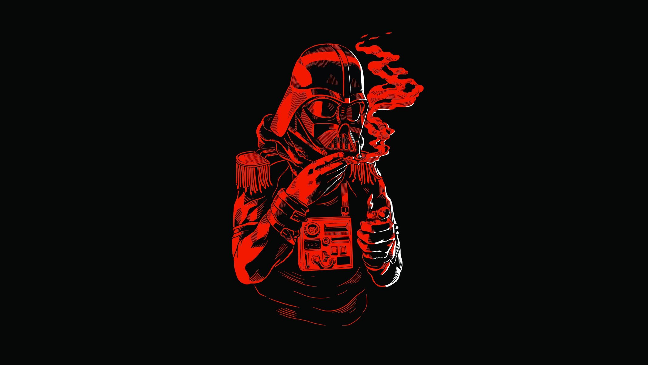 dunkler vader star wars helm cigariilo leichter streifen knöpfe rot schwarz