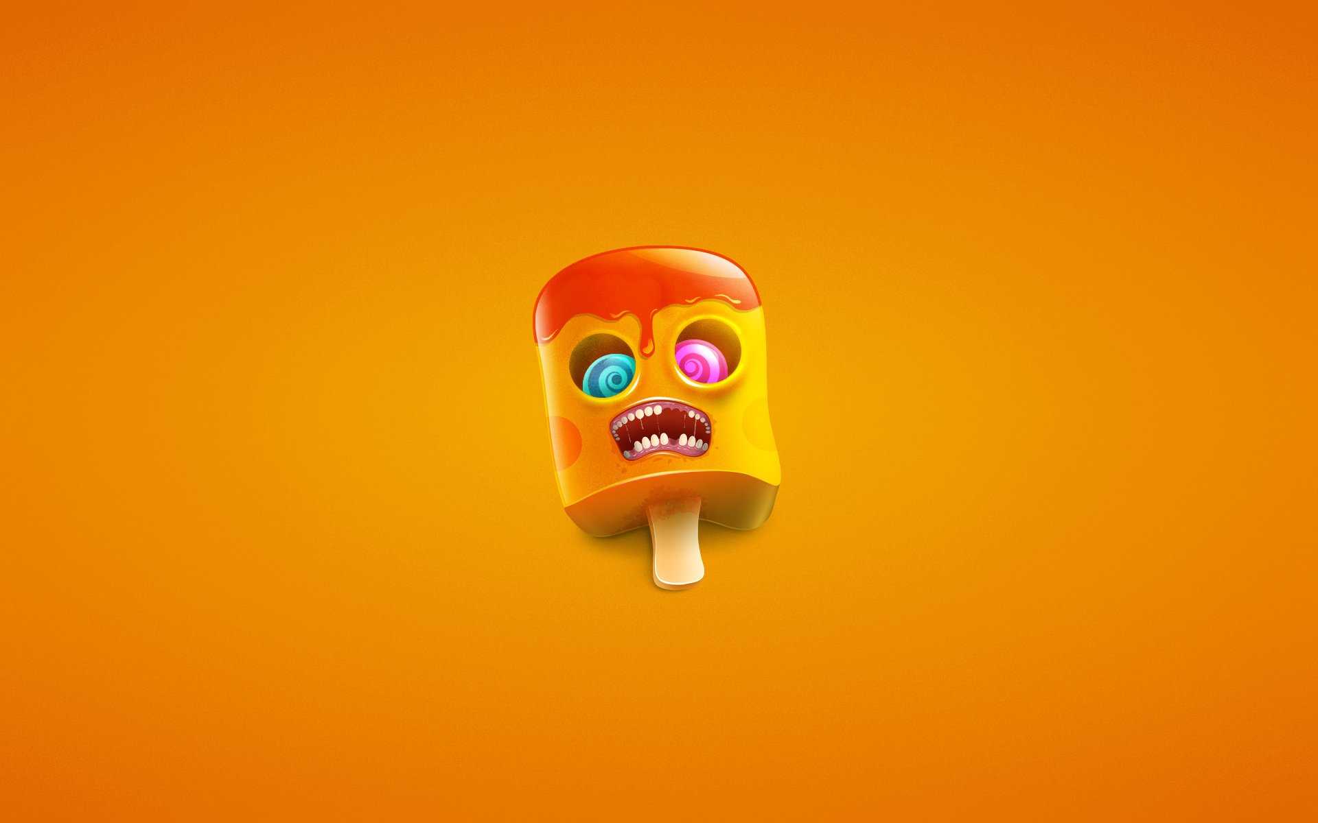 helado zombie naranja varita boca dientes ojos minimalismo