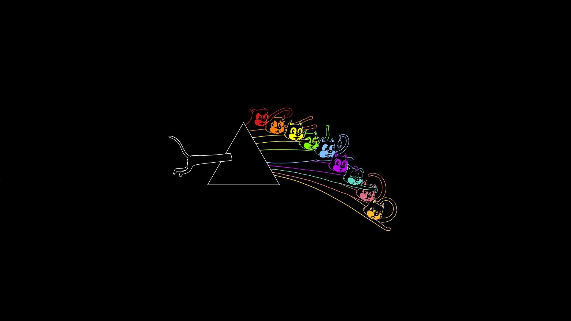 parody pink floyd the dark side of the 9 lives prism cats black alejandro giraldo minimalism artwork