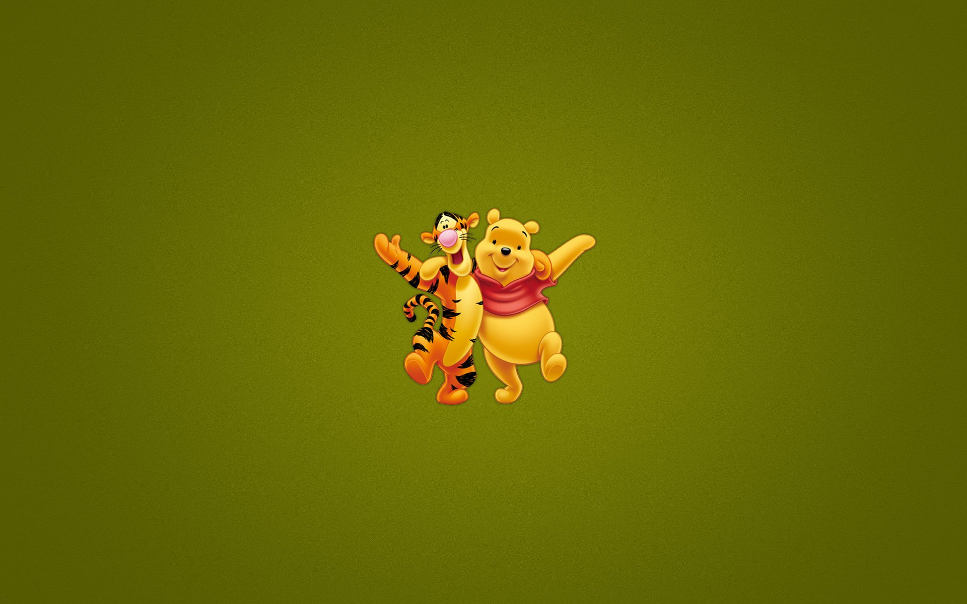 winnie the pooh winnie the pooh sfondo verde scuro abbraccio tigre sul divertimento minimalismo disney