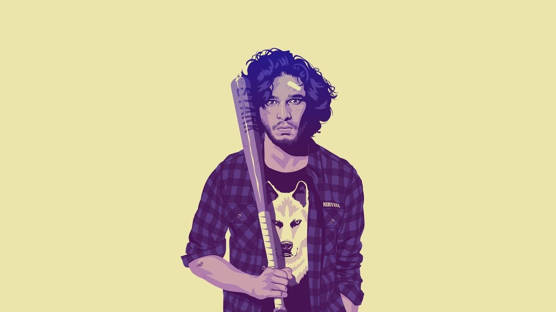 jon snow game of thrones minimalismus schläger wolf hemd