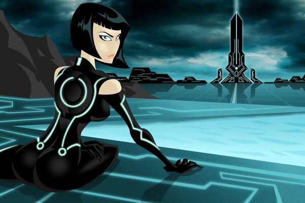 Illustrazione vettoriale con Quorra dal film Tron. Patrimonio»