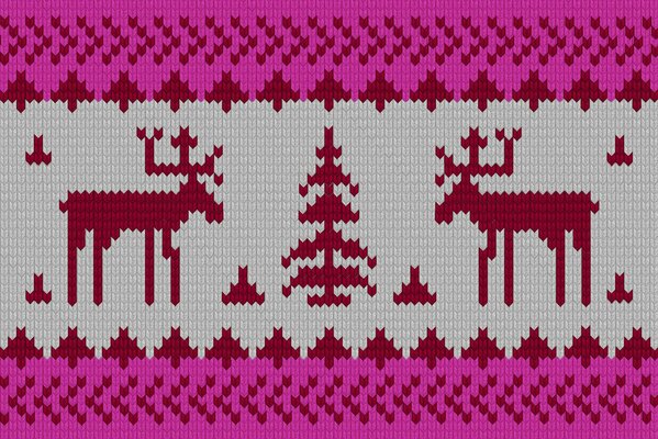 The ornament of the sweater with the image of deer for the new year