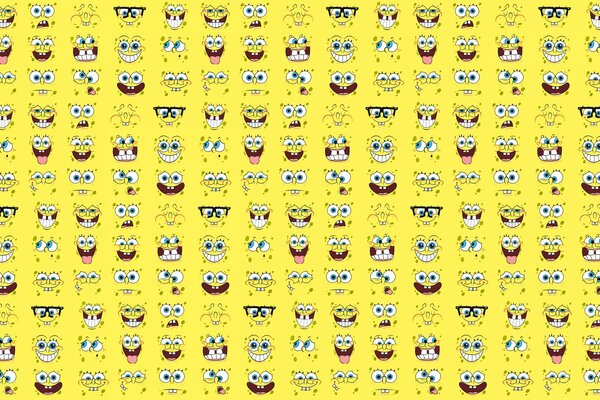 Esponja Bob Esponja sonrisas muecas, ojos, caras