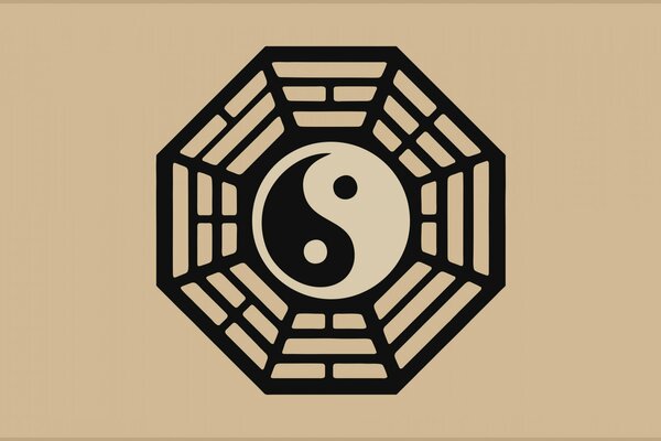 Trigramme du Yin et du Yang sur fond pur