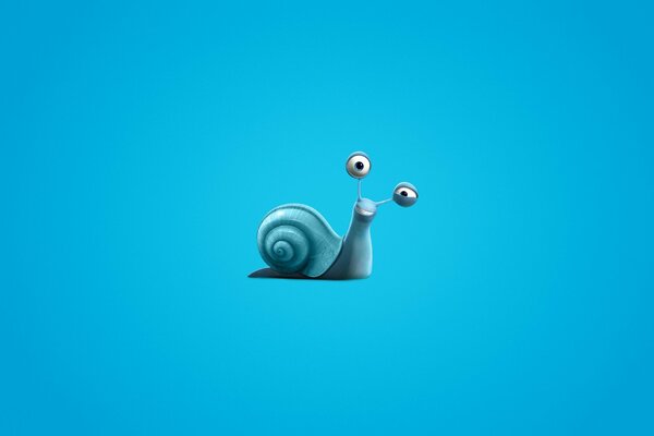 Blue snail on a blue background